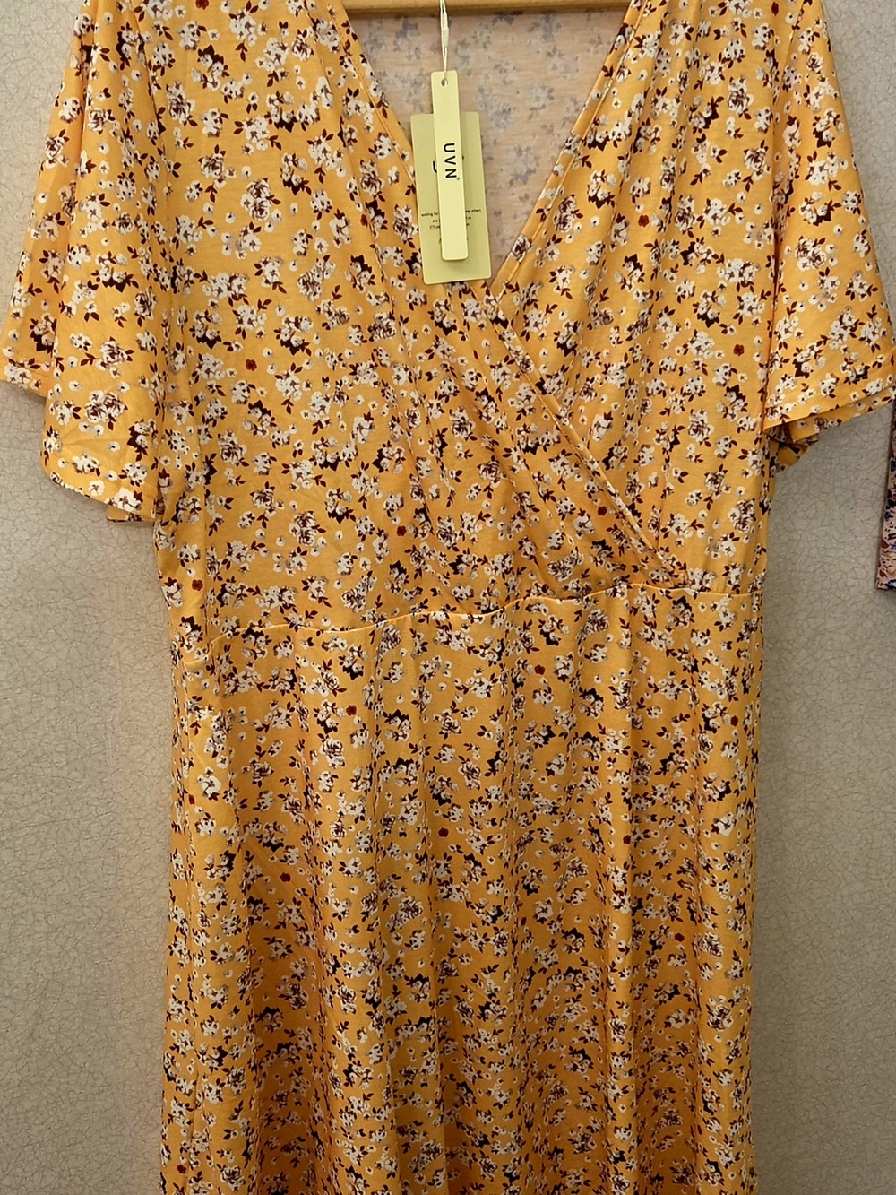 Women's Yellow Floral Wrap Dress